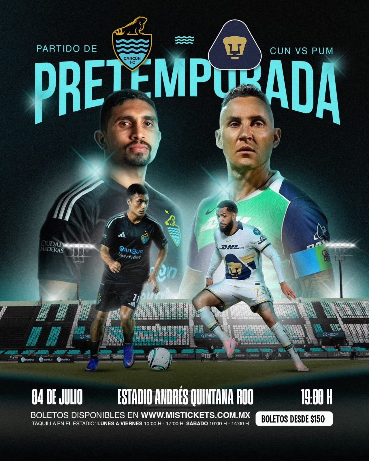 EL SUBCAMPEÓN, PUMAS, RIVAL DE CANCÚN FC EN EL ESTADIO 'ANDRÉS QUINTANA ROO'