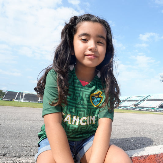 jersey mayan pride para niño y niña cancun fc color verde