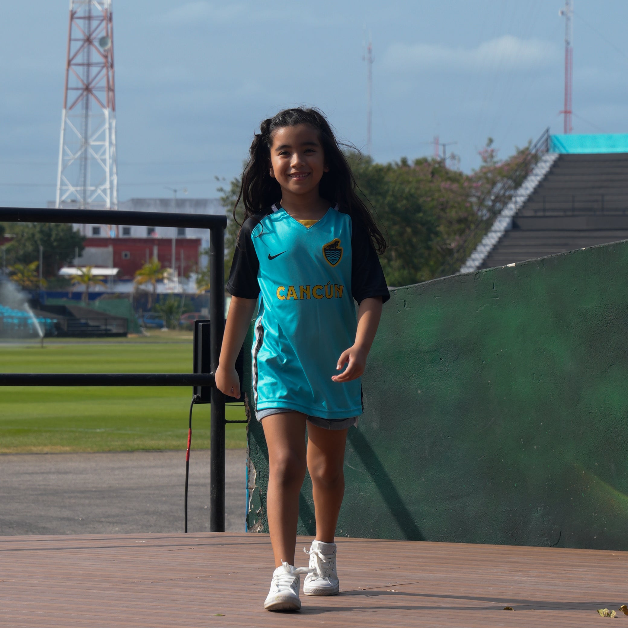 jersey futbol modern warrior para niño y niña cancun fc color turquesa