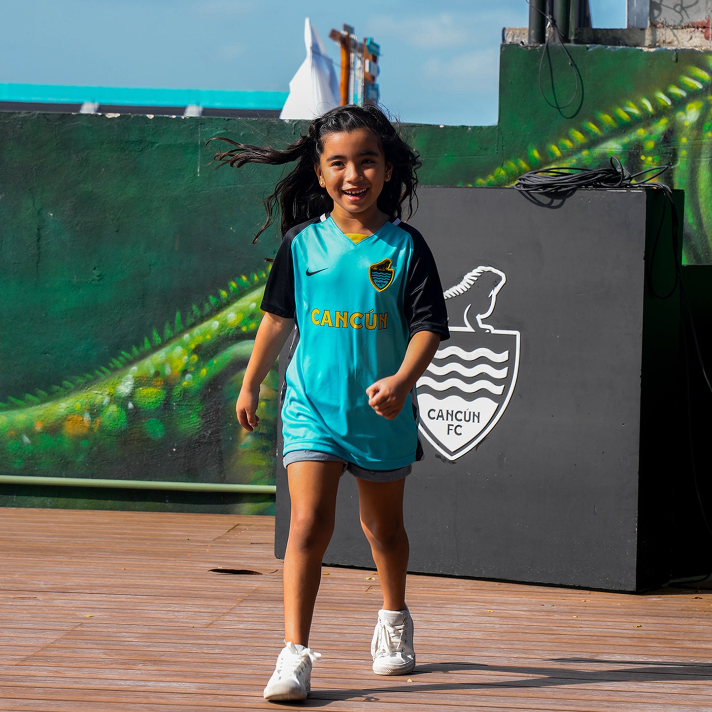 jersey futbol modern warrior para niño y niña cancun fc color turquesa